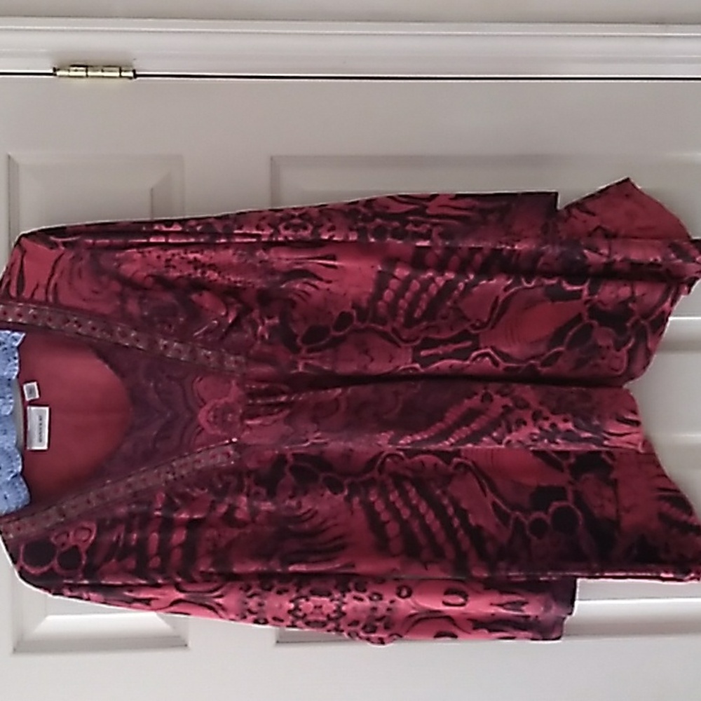 Avenue Red and Black Leopard Print Top